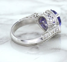 Load image into Gallery viewer, 3.12ct Round Tanzanite Ring with Diamond Halo in 14K White Gold