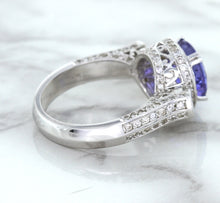 Load image into Gallery viewer, 3.12ct Round Tanzanite Ring with Diamond Halo in 14K White Gold