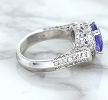 Load image into Gallery viewer, 3.12ct Round Tanzanite Ring with Diamond Halo in 14K White Gold