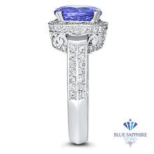 Load image into Gallery viewer, 3.12ct Round Tanzanite Ring with Diamond Halo in 14K White Gold