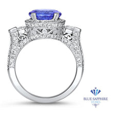 Load image into Gallery viewer, 3.12ct Round Tanzanite Ring with Diamond Halo in 14K White Gold