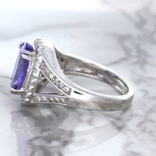 Load image into Gallery viewer, 3.37ct Oval Tanzanite Ring with Diamond Halo in 14K White Gold