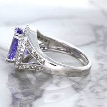 Load image into Gallery viewer, 3.37ct Oval Tanzanite Ring with Diamond Halo in 14K White Gold