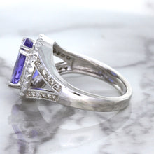 Load image into Gallery viewer, 3.37ct Oval Tanzanite Ring with Diamond Halo in 14K White Gold