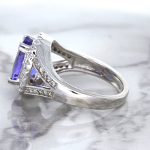 Load image into Gallery viewer, 3.37ct Oval Tanzanite Ring with Diamond Halo in 14K White Gold
