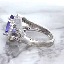 Load image into Gallery viewer, 3.37ct Oval Tanzanite Ring with Diamond Halo in 14K White Gold