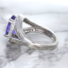 Load image into Gallery viewer, 3.37ct Oval Tanzanite Ring with Diamond Halo in 14K White Gold