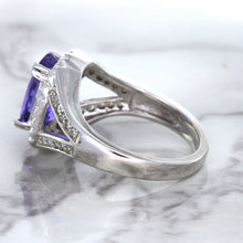 Load image into Gallery viewer, 3.37ct Oval Tanzanite Ring with Diamond Halo in 14K White Gold