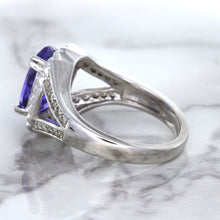 Load image into Gallery viewer, 3.37ct Oval Tanzanite Ring with Diamond Halo in 14K White Gold