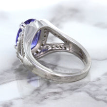 Load image into Gallery viewer, 3.37ct Oval Tanzanite Ring with Diamond Halo in 14K White Gold