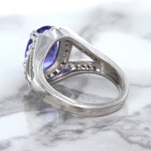 Load image into Gallery viewer, 3.37ct Oval Tanzanite Ring with Diamond Halo in 14K White Gold