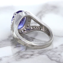 Load image into Gallery viewer, 3.37ct Oval Tanzanite Ring with Diamond Halo in 14K White Gold