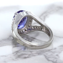 Load image into Gallery viewer, 3.37ct Oval Tanzanite Ring with Diamond Halo in 14K White Gold