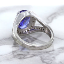 Load image into Gallery viewer, 3.37ct Oval Tanzanite Ring with Diamond Halo in 14K White Gold