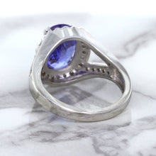 Load image into Gallery viewer, 3.37ct Oval Tanzanite Ring with Diamond Halo in 14K White Gold