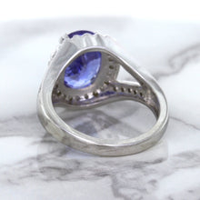 Load image into Gallery viewer, 3.37ct Oval Tanzanite Ring with Diamond Halo in 14K White Gold