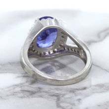 Load image into Gallery viewer, 3.37ct Oval Tanzanite Ring with Diamond Halo in 14K White Gold