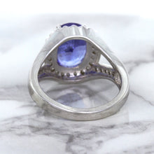 Load image into Gallery viewer, 3.37ct Oval Tanzanite Ring with Diamond Halo in 14K White Gold