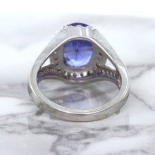 Load image into Gallery viewer, 3.37ct Oval Tanzanite Ring with Diamond Halo in 14K White Gold