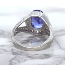 Load image into Gallery viewer, 3.37ct Oval Tanzanite Ring with Diamond Halo in 14K White Gold