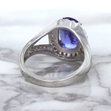 Load image into Gallery viewer, 3.37ct Oval Tanzanite Ring with Diamond Halo in 14K White Gold