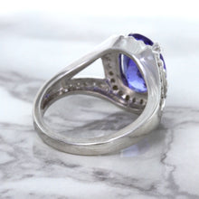 Load image into Gallery viewer, 3.37ct Oval Tanzanite Ring with Diamond Halo in 14K White Gold