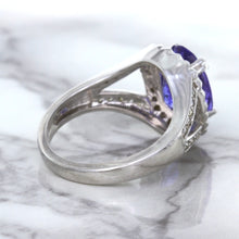 Load image into Gallery viewer, 3.37ct Oval Tanzanite Ring with Diamond Halo in 14K White Gold