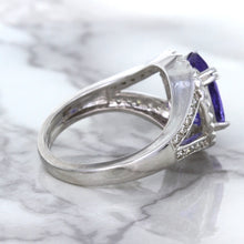 Load image into Gallery viewer, 3.37ct Oval Tanzanite Ring with Diamond Halo in 14K White Gold
