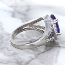 Load image into Gallery viewer, 3.37ct Oval Tanzanite Ring with Diamond Halo in 14K White Gold