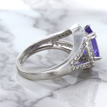 Load image into Gallery viewer, 3.37ct Oval Tanzanite Ring with Diamond Halo in 14K White Gold