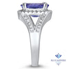 3.37ct Oval Tanzanite Ring with Diamond Halo in 14K White Gold