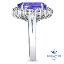 Load image into Gallery viewer, 5.45ct Oval Tanzanite Ring with Diamond Halo in 14K White Gold