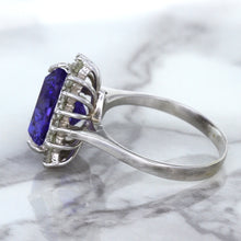 Load image into Gallery viewer, 5.06ct Trillion Tanzanite Ring with Diamond Halo in 14K White Gold