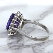 Load image into Gallery viewer, 5.06ct Trillion Tanzanite Ring with Diamond Halo in 14K White Gold