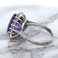 Load image into Gallery viewer, 5.06ct Trillion Tanzanite Ring with Diamond Halo in 14K White Gold