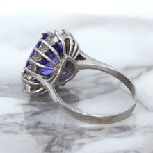 Load image into Gallery viewer, 5.06ct Trillion Tanzanite Ring with Diamond Halo in 14K White Gold