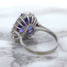 Load image into Gallery viewer, 5.06ct Trillion Tanzanite Ring with Diamond Halo in 14K White Gold