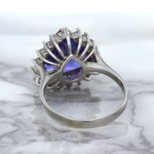 Load image into Gallery viewer, 5.06ct Trillion Tanzanite Ring with Diamond Halo in 14K White Gold