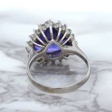 Load image into Gallery viewer, 5.06ct Trillion Tanzanite Ring with Diamond Halo in 14K White Gold