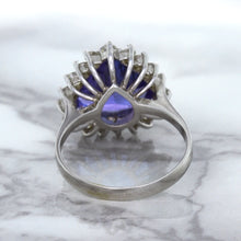 Load image into Gallery viewer, 5.06ct Trillion Tanzanite Ring with Diamond Halo in 14K White Gold