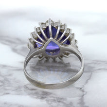 Load image into Gallery viewer, 5.06ct Trillion Tanzanite Ring with Diamond Halo in 14K White Gold