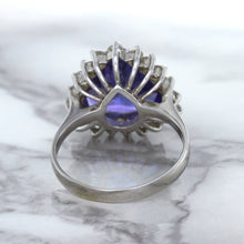 Load image into Gallery viewer, 5.06ct Trillion Tanzanite Ring with Diamond Halo in 14K White Gold