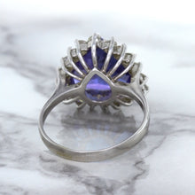 Load image into Gallery viewer, 5.06ct Trillion Tanzanite Ring with Diamond Halo in 14K White Gold