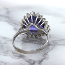 Load image into Gallery viewer, 5.06ct Trillion Tanzanite Ring with Diamond Halo in 14K White Gold