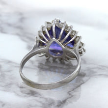 Load image into Gallery viewer, 5.06ct Trillion Tanzanite Ring with Diamond Halo in 14K White Gold