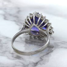 Load image into Gallery viewer, 5.06ct Trillion Tanzanite Ring with Diamond Halo in 14K White Gold