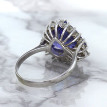 Load image into Gallery viewer, 5.06ct Trillion Tanzanite Ring with Diamond Halo in 14K White Gold