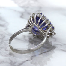 Load image into Gallery viewer, 5.06ct Trillion Tanzanite Ring with Diamond Halo in 14K White Gold