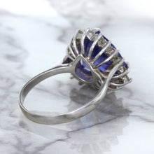 Load image into Gallery viewer, 5.06ct Trillion Tanzanite Ring with Diamond Halo in 14K White Gold