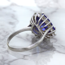 Load image into Gallery viewer, 5.06ct Trillion Tanzanite Ring with Diamond Halo in 14K White Gold
